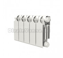 Радиатор биметаллический секционный Теплоприбор БР1-200 5 секций, боковое проходное подключение, белый RAL 9016