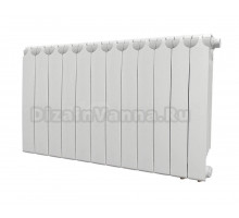 Радиатор биметаллический секционный Теплоприбор БР1-500НП 12 секций, нижнее правое подключение, белый RAL 9016