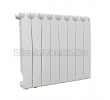 Радиатор биметаллический секционный Теплоприбор БР1-500НЛ 8 секций, нижнее левое подключение, белый RAL 9016