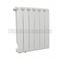Радиатор биметаллический секционный Теплоприбор БР1-500НЛ 6 секций, нижнее левое подключение, белый RAL 9016