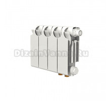 Радиатор биметаллический секционный Теплоприбор БР1-200НП 4 секции, нижнее правое подключение, белый RAL 9016