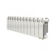 Радиатор биметаллический секционный Теплоприбор БР1-200НП 12 секций, нижнее правое подключение, белый RAL 9016