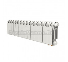 Радиатор биметаллический секционный Теплоприбор БР1-200НП 14 секций, нижнее правое подключение, белый RAL 9016