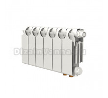 Радиатор биметаллический секционный Теплоприбор БР1-200НП 6 секций, нижнее правое подключение, белый RAL 9016