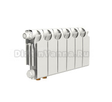 Радиатор биметаллический секционный Теплоприбор БР1-200НЛ 6 секций, нижнее левое подключение, белый RAL 9016