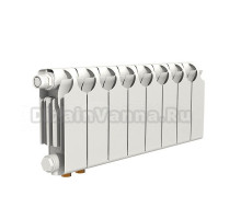 Радиатор биметаллический секционный Теплоприбор БР1-200НЛ 8 секций, нижнее левое подключение, белый RAL 9016
