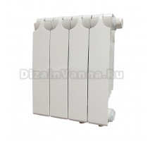 Радиатор биметаллический секционный Теплоприбор БР1-350НП 4 секции, нижнее правое подключение, белый RAL 9016