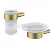 Набор Мыльница IDDIS Petite PETG0SGi42 золото матовое + Стакан PETG0SGi45 золото матовое