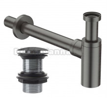 Комплект Донный клапан IDDIS Slide SLIGM10i88 матовый графит + Сифон Optima Home OPTGM00i84 бутылочный, графит