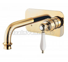 Смеситель для раковины Cezares Aphrodite APHRODITE-BLSM2-03/24-Bi С ВНУТРЕННЕЙ ЧАСТЬЮ, золото 24 карат, ручки белые