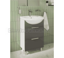 Тумба с раковиной DIWO Дмитров 50 c ящиками напольная, графит