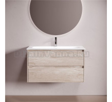 Тумба с раковиной Sancos Libra 90 подвесная, дуб галифакс натуральный, раковина СN7019