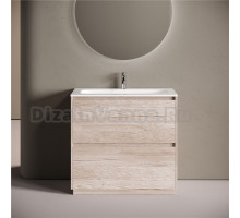 Тумба с раковиной Sancos Libra Floor 90 напольный, дуб галифакс натуральный, раковина СN7019