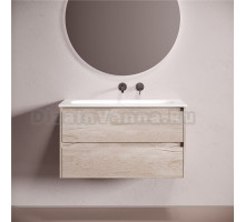 Тумба с раковиной Sancos Libra 90 подвесная, дуб галифакс натуральный, раковина СN7019wx