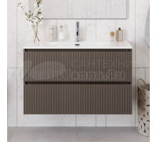 Тумба с раковиной BelBagno Uno 100 подвесная, 2 ящика, матовая бежевая