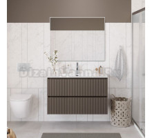 Мебель для ванной комнаты BelBagno Uno 100 подвесная, 2 ящика, матовая бежевая