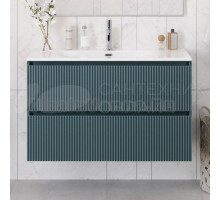 Тумба с раковиной BelBagno Uno 100 подвесная, 2 ящика, матовая голубая