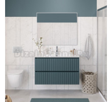 Мебель для ванной комнаты BelBagno Uno 100 подвесная, 2 ящика, матовая голубая