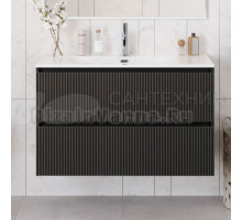 Тумба с раковиной BelBagno Uno 100 подвесная, 2 ящика, матовая темно-серая