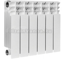 Радиатор биметаллический секционный Stout Titan 350 6 секций, боковое проходное подключение, белый RAL 9016