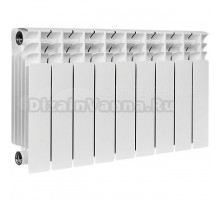 Радиатор биметаллический секционный Stout Titan 350 9 секций, боковое проходное подключение, белый RAL 9016