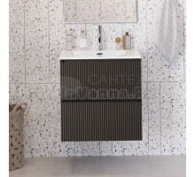 Тумба с раковиной BelBagno Uno 60 подвесная, 2 ящика, матовая темно-серая