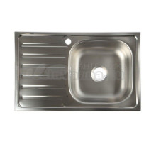 Мойка кухонная Владикс L-276R чаша правая, с сифоном, хром