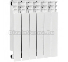 Радиатор биметаллический секционный Stout Titan 500 6 секций, боковое проходное подключение, белый RAL 9016