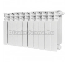 Радиатор биметаллический секционный Stout Titan Ventil 350 10 секций, нижнее правое подключение, белый RAL 9016