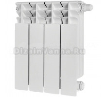 Радиатор биметаллический секционный Stout Titan Ventil 350 4 секции, нижнее правое подключение, белый RAL 9016