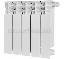 Радиатор биметаллический секционный Stout Titan Ventil 350 5 секций, нижнее правое подключение, белый RAL 9016
