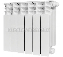 Радиатор биметаллический секционный Stout Titan Ventil 350 6 секций, нижнее правое подключение, белый RAL 9016