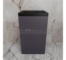 Тумба с раковиной Style Line Моно 50 напольная, графит нубук, раковина Asti 50 антрацит