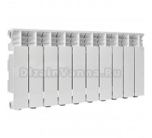 Радиатор алюминиевый секционный Stout Gamma 350 10 секций, боковое проходное подключение, белый RAL 9010