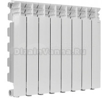 Радиатор алюминиевый секционный Stout Gamma 500 8 секций, боковое проходное подключение, белый RAL 9010