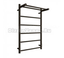 Полотенцесушитель электрический Stout Jazz round SHQ-J2RR-F08050 80x50 см, подключение справа, матовый черный, лесенка, с полкой