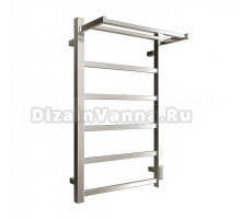 Полотенцесушитель электрический Stout Jazz quadro SHQ-J1QQ-F08050 80x50 см, подключение справа, полированный хром, лесенка, с полкой