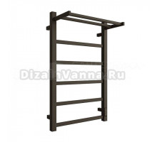 Полотенцесушитель электрический Stout Jazz quadro SHQ-J2QQ-F08050 80x50 см, подключение справа, матовый черный, лесенка, с полкой