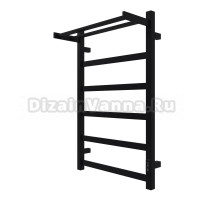 Полотенцесушитель электрический Larusso НЕО с полкой П5 80x55 см, скрытое подключение справа, слева, матовый черный, лесенка, из стали, с полкой