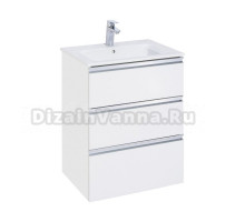 Тумба с раковиной Roca The Gap 60 3 ящика, белый глянец, раковина 3279A8000
