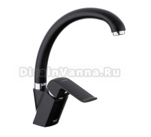 Смеситель для кухни 35к G4150 GAPPO высокий пов. излив, п/гайку, ЧЕРНЫЙ