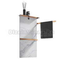 Полотенцесушитель электрический Wonzon & Woghand Stuttgart WW-A504W-BG 80x45 см, подключение справа, белый, золото, лесенка, с полкой