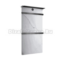 Полотенцесушитель электрический Wonzon & Woghand Stuttgart WW-A504W-GM 80x45 см, подключение справа, белый мрамор, темный графит, лесенка, с полкой