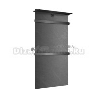 Полотенцесушитель электрический Wonzon & Woghand Stuttgart WW-A504G-GM 80x45 см, подключение справа, серый мрамор, темный графит, лесенка, с полкой