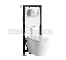 Комплект Унитаз подвесной WasserKRAFT Mindel H002 безободковый + Крышка для унитаза E034 + Система инсталляции для унитазов Aller 10TLT.010.ME + Кнопка смыва BN02