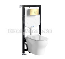 Комплект Унитаз подвесной WasserKRAFT Berkel H001 безободковый + Крышка для унитаза E034 + Система инсталляции для унитазов Aller 10TLT.010.ME + Кнопка смыва PG02