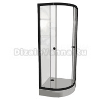 Душевой уголок Radomir Берген RD 90х90 см, профиль черный, стекло прозрачное, с поддоном