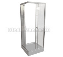 Душевой уголок Radomir Берген SQ 100х100 см, профиль матовый хром, стекло прозрачное, с поддоном