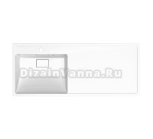 Раковина над стиральной машиной Paola Napoli 111 L глянцевая белая, прямоугольная, литьевой мрамор, со столешницей справа, с кронштейном