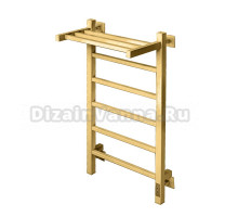 Полотенцесушитель электрический Comfysan Marte-K EC-6 80x55 см, подключение справа, слева, матовое золото, лесенка, из стали, с полкой